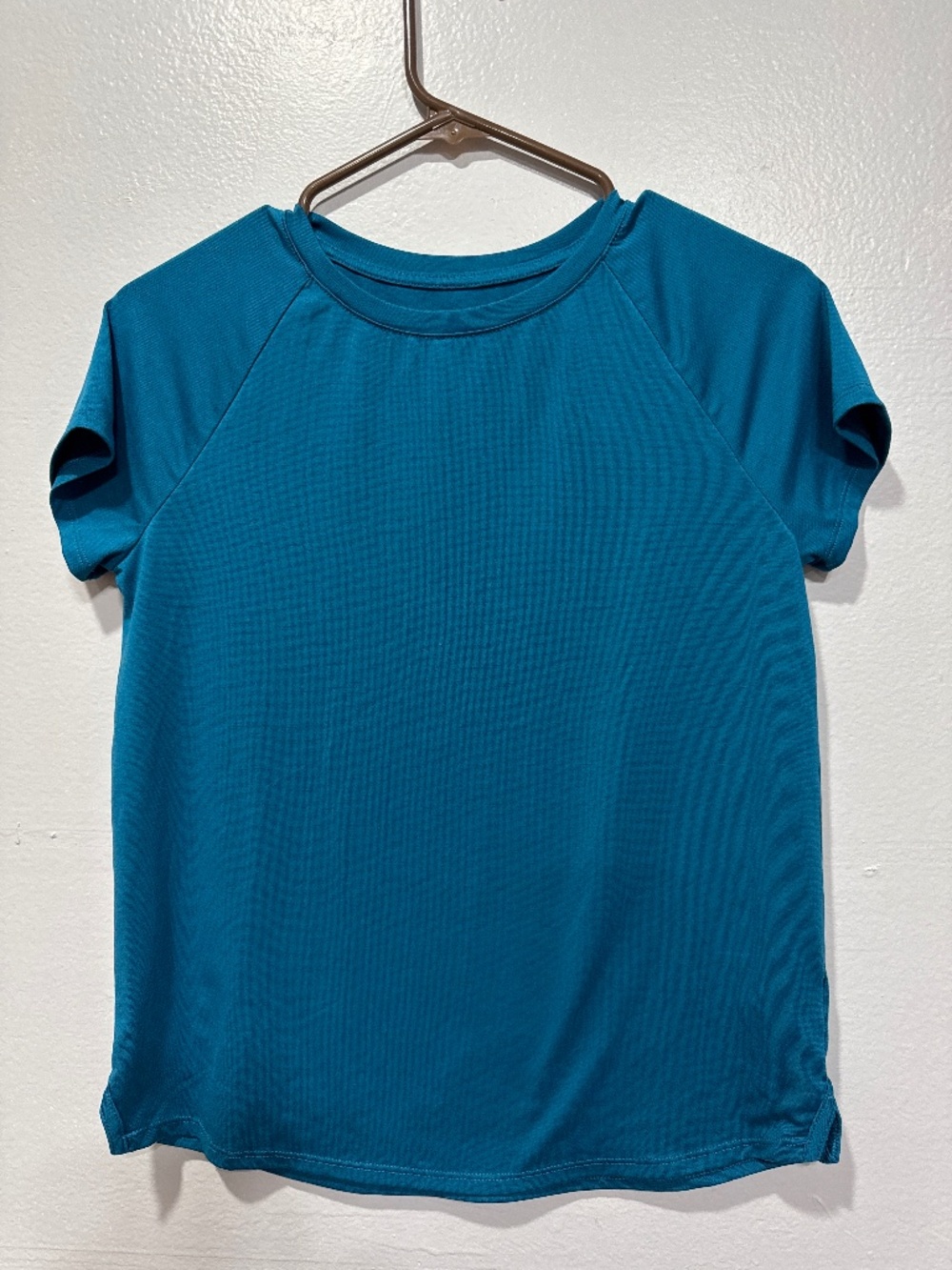 Athletic Works Girls Top Teal Blue Short Sleeve Size L (10-12) Plus